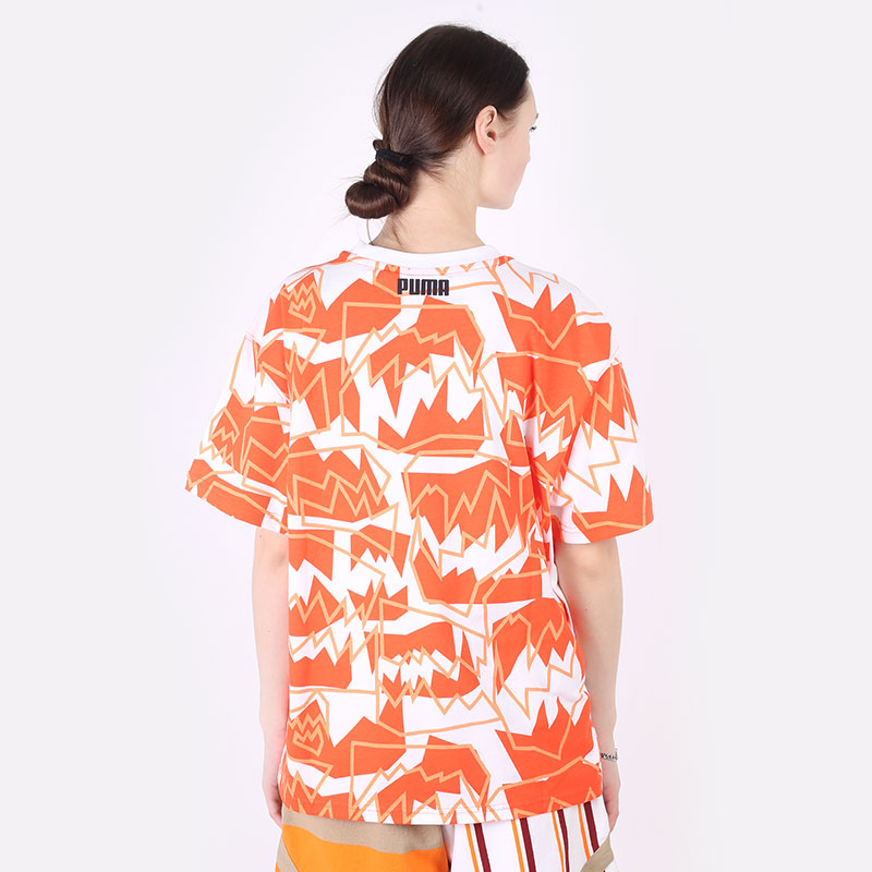 женская оранжевая футболка PUMA Swish Tee AOP 53424301 - цена, описание, фото 3